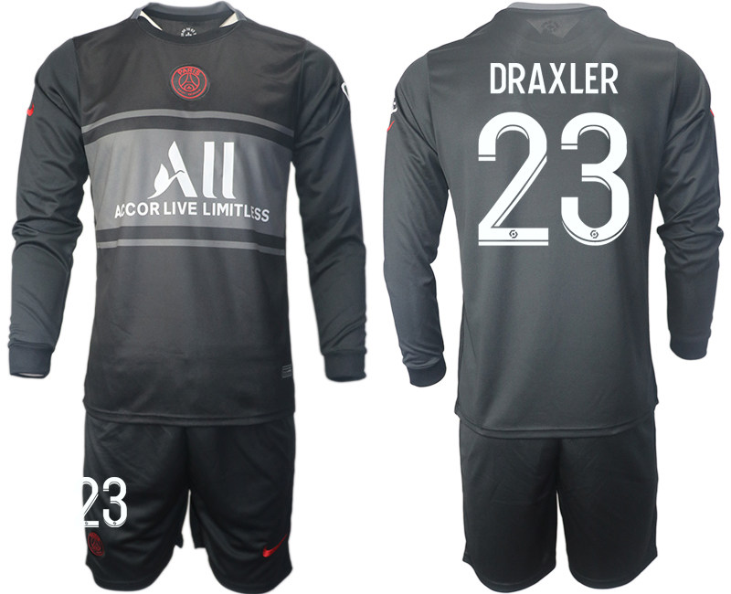 Men 2021-2022 Club Paris St German Second away black Long Sleeve #23 Soccer Jersey